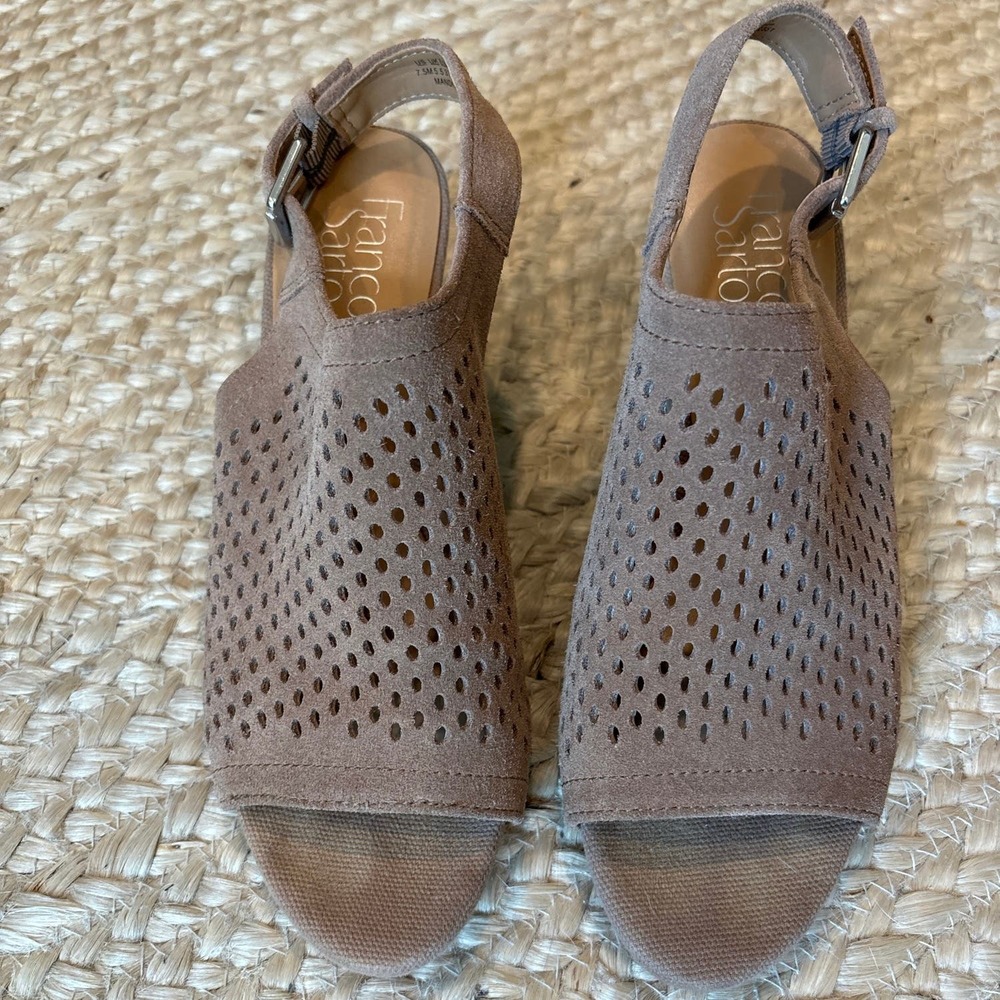 Franco Sarto Leather Sandals Tan Truffle Mandi 2 Size 7.5